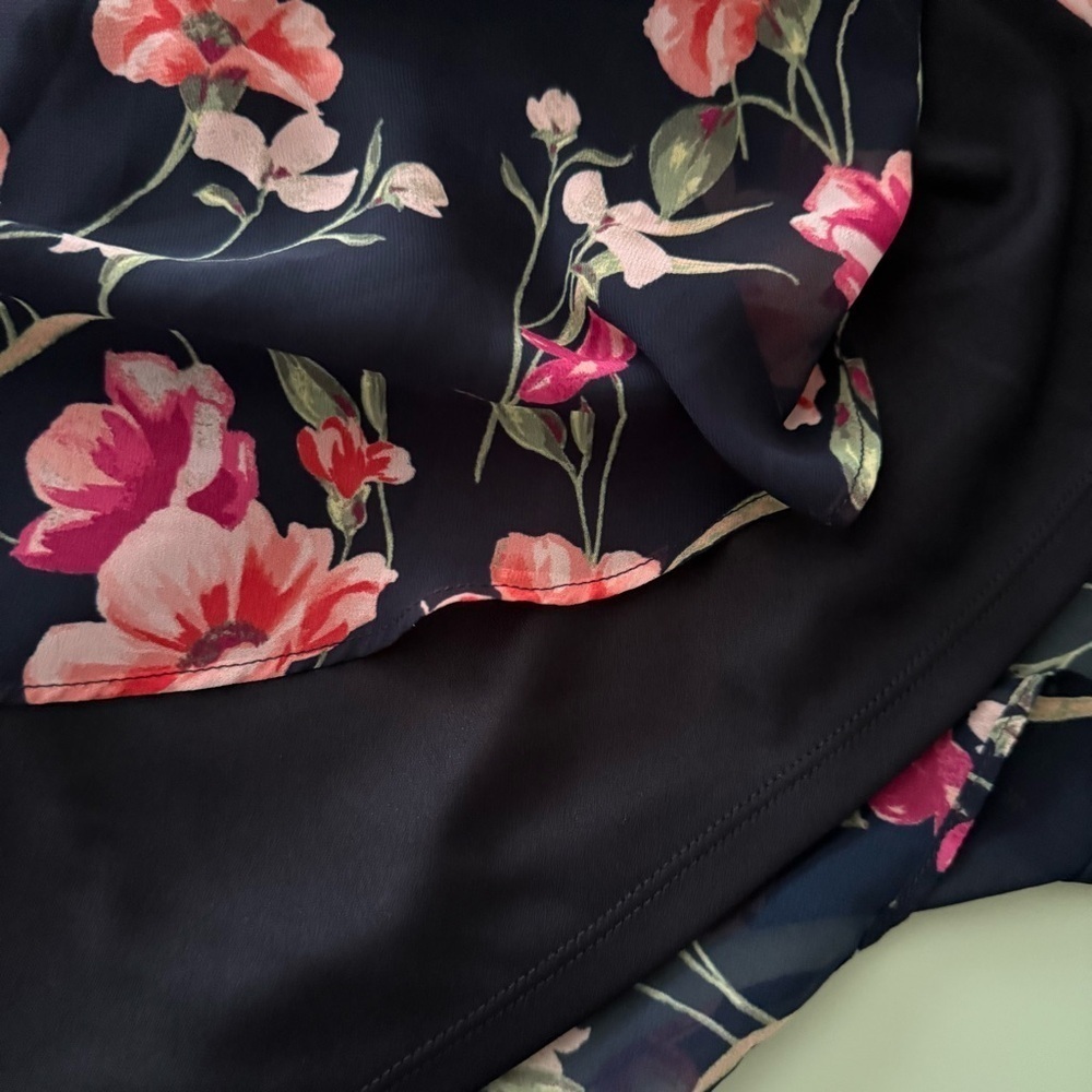 Lauren Ralph Lauren Floral Print Ruffle Dress – Navy and Pink Womens Size 12 - Picture 10 of 14